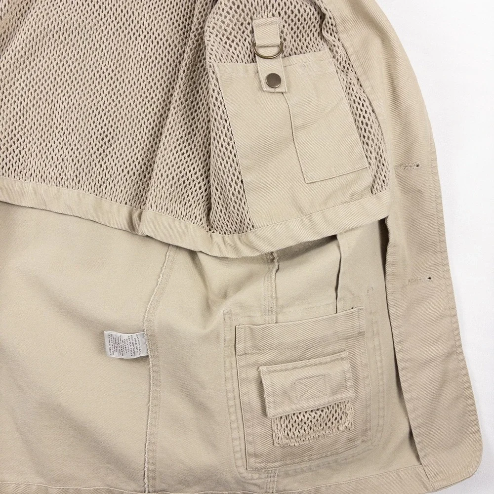 Roundtree Yorke Blazer Mens M Khaki Leather Elbow Patch Safari Sport Coat 90s